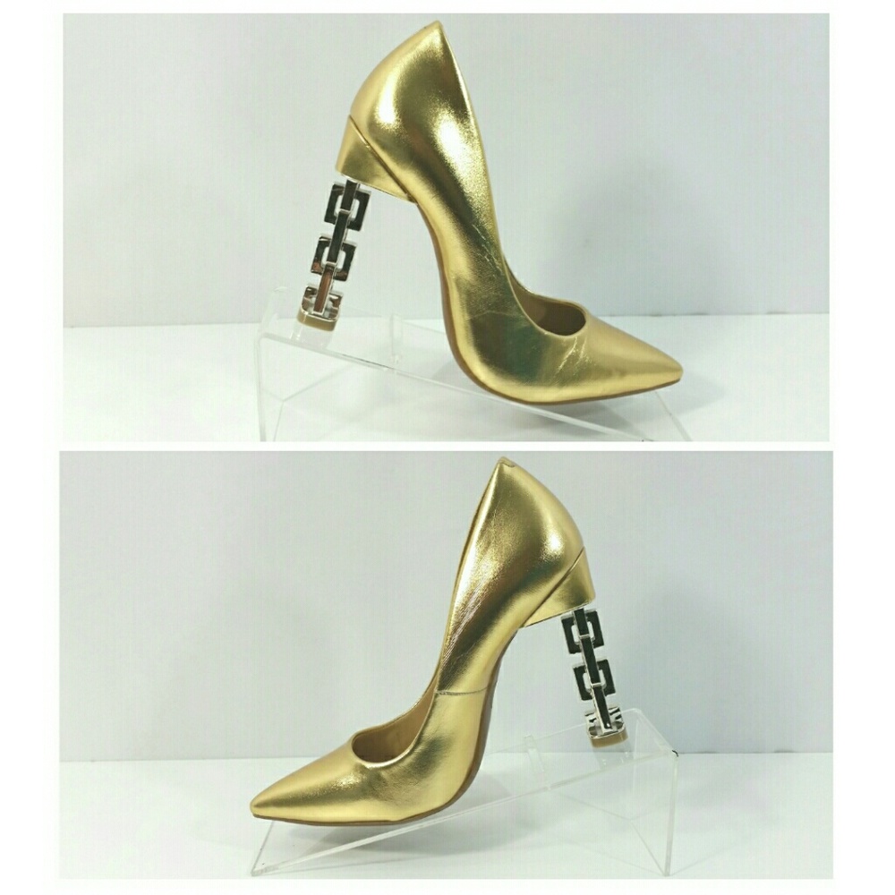 NEW Katy Perry The Suzzie Gold Shoes Chain Heels